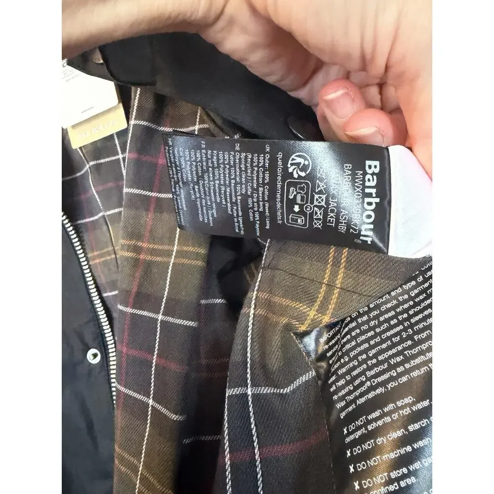 BARBOUR ASHBY WAX JACKET Black Men's Size Large NWT $400